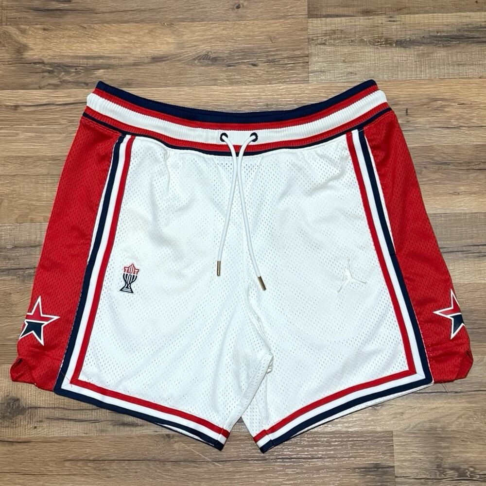 NWOT Air Jordan x Trophy Room Sail University Red USA Mesh Shorts